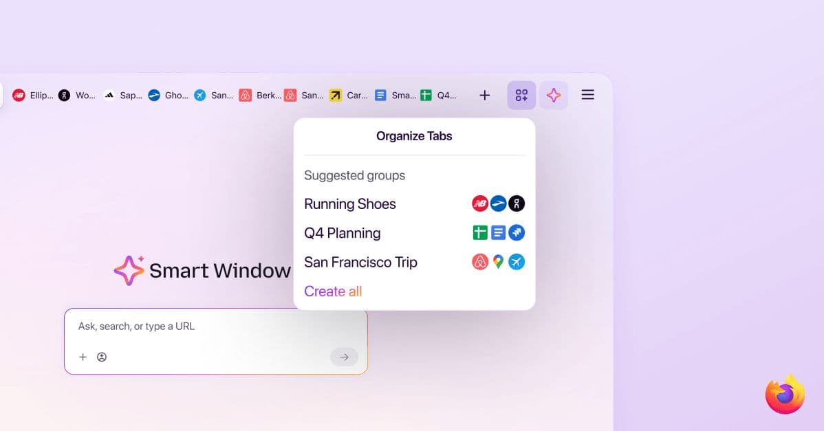 Firefox 推出 Smart Window 智能視窗:承諾打造更佳的 AI 瀏覽器體驗
