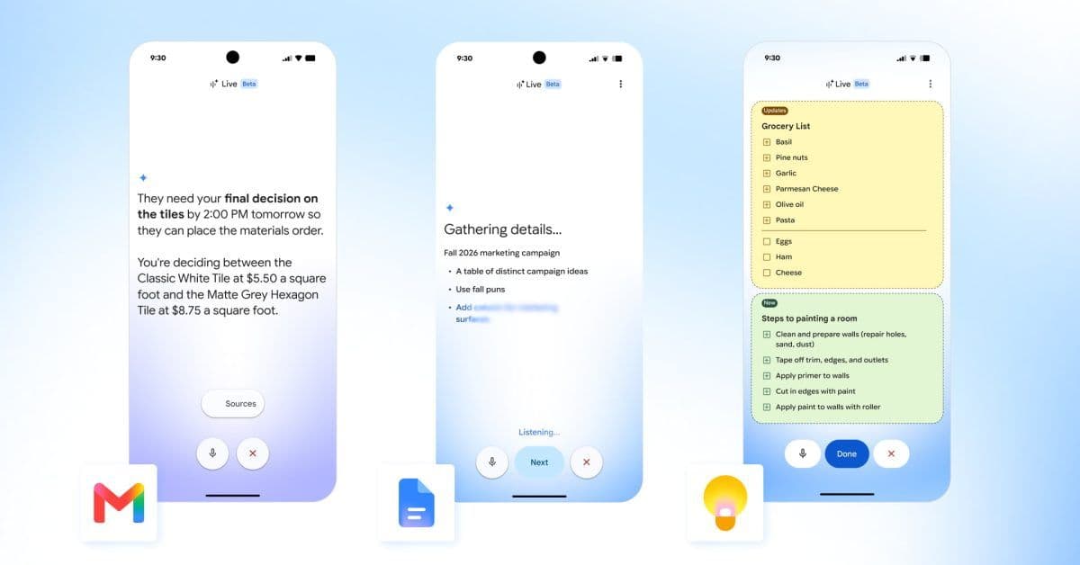 Google 正式推出 Gmail Live、Docs Live 及 Keep Live