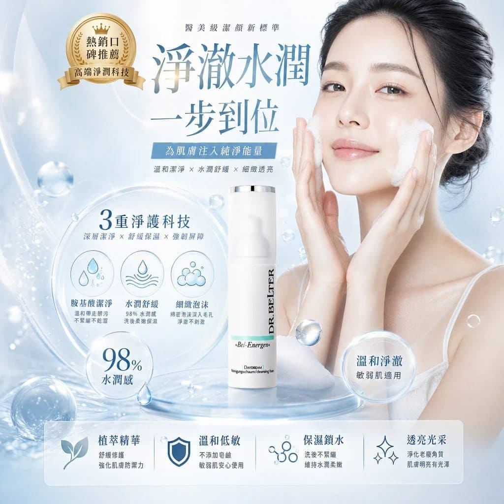 Dr. Belter 的「潔面泡泡」 Bel-Energen 系列的 DAYDREAM 柔嫩潔面泡泡(DAYDREAM cleansing foam)。這是一款專為溫和清潔設計的