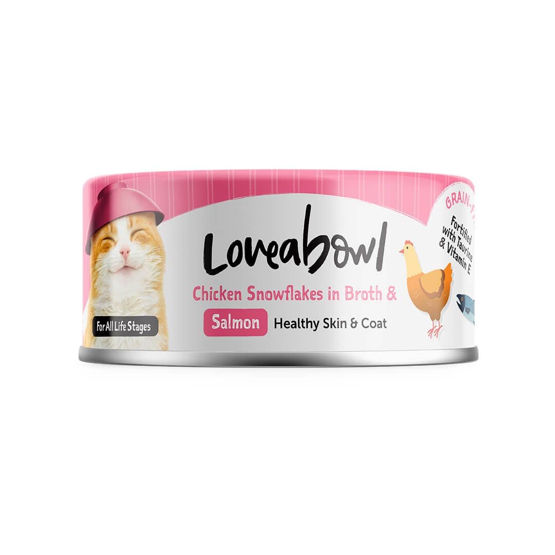 Loveabowl 雪絨嘟嘟雞系列 亮毛嫩雞三文魚 貓罐頭 70g