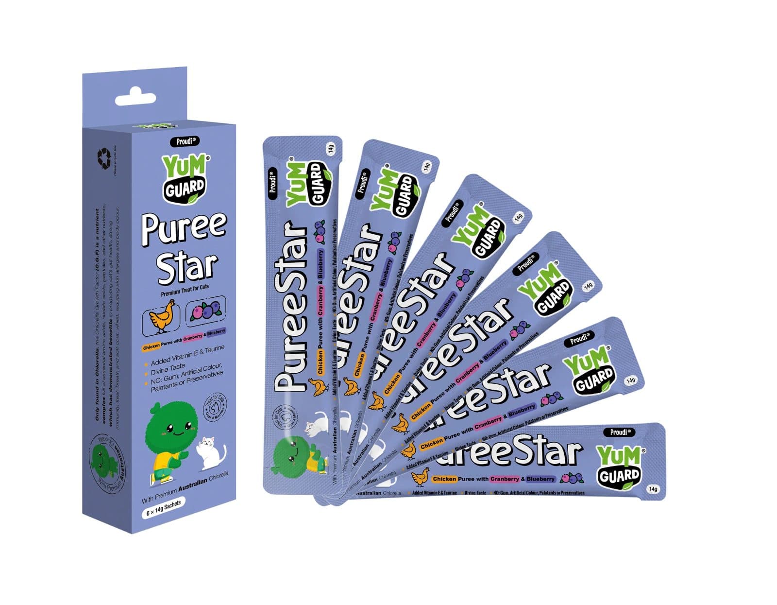 YumGuard Puree Star 零食肉泥條 雞肉蔓越莓藍莓果泥條 (14g x 6)