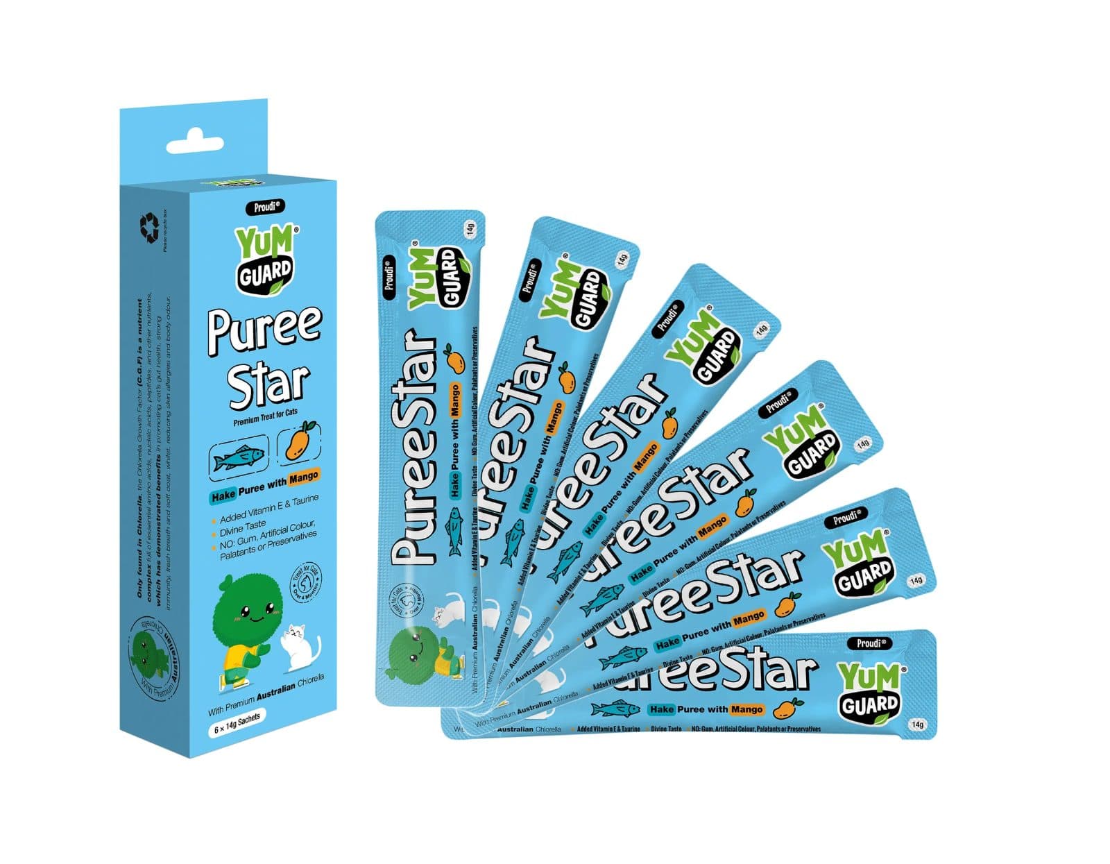 YumGuard Puree Star 零食肉泥條 鱈魚芒果果泥條 (14g x 6)