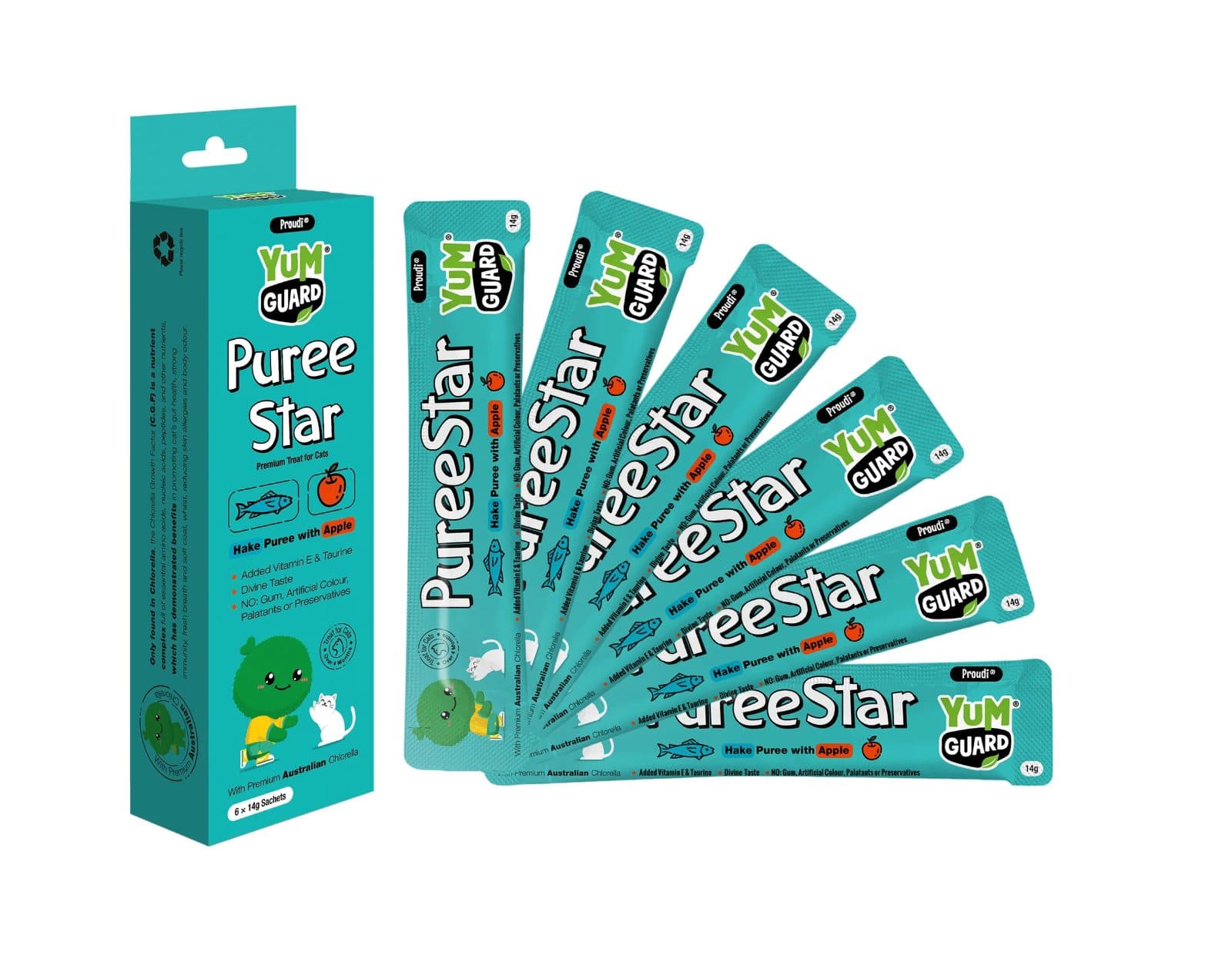 YumGuard Puree Star 零食肉泥條 鱈魚蘋果果泥條 (14g x 6)