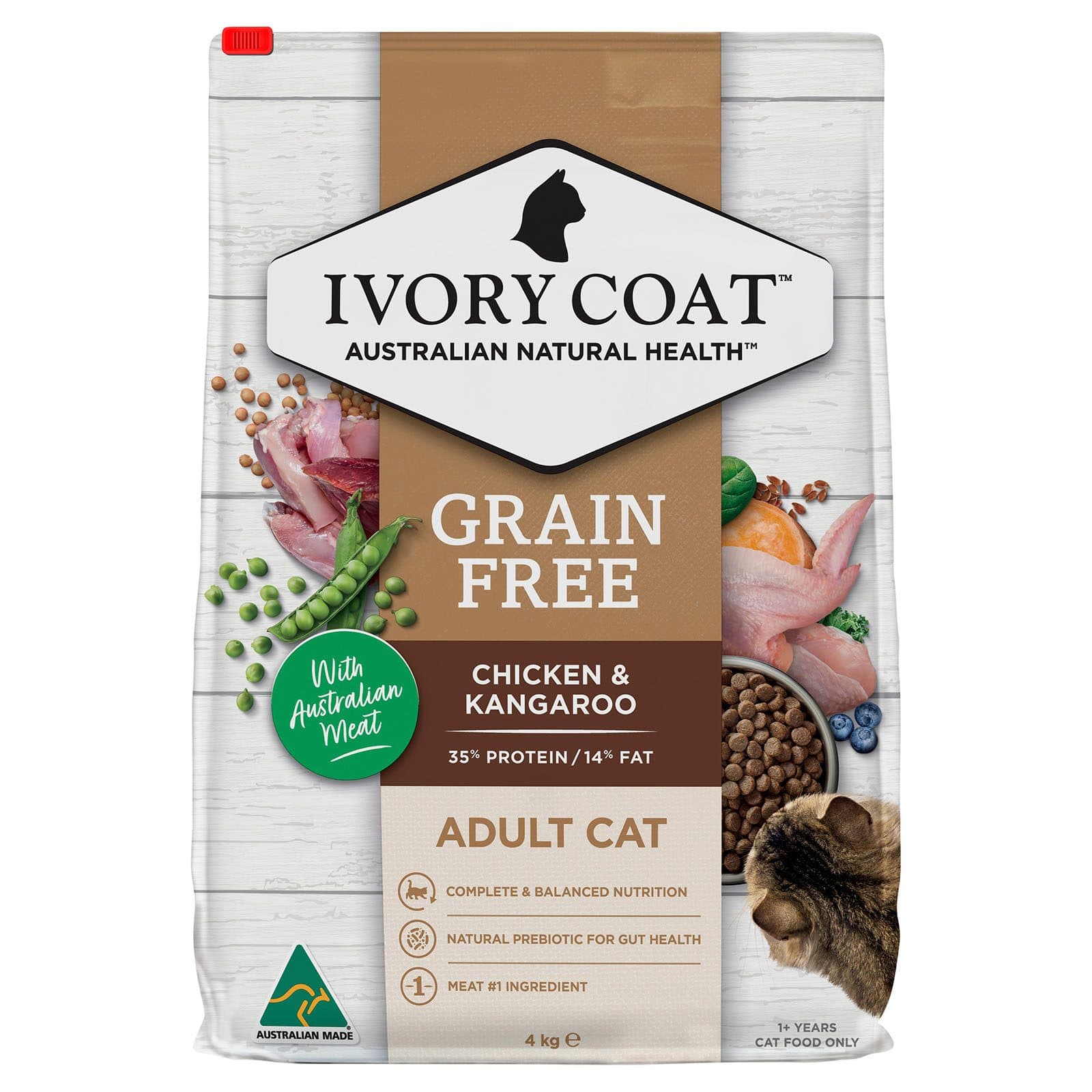 Ivory Coat 無穀物室內成貓乾糧 – 雞肉及袋鼠肉配方(2kg / 4kg)