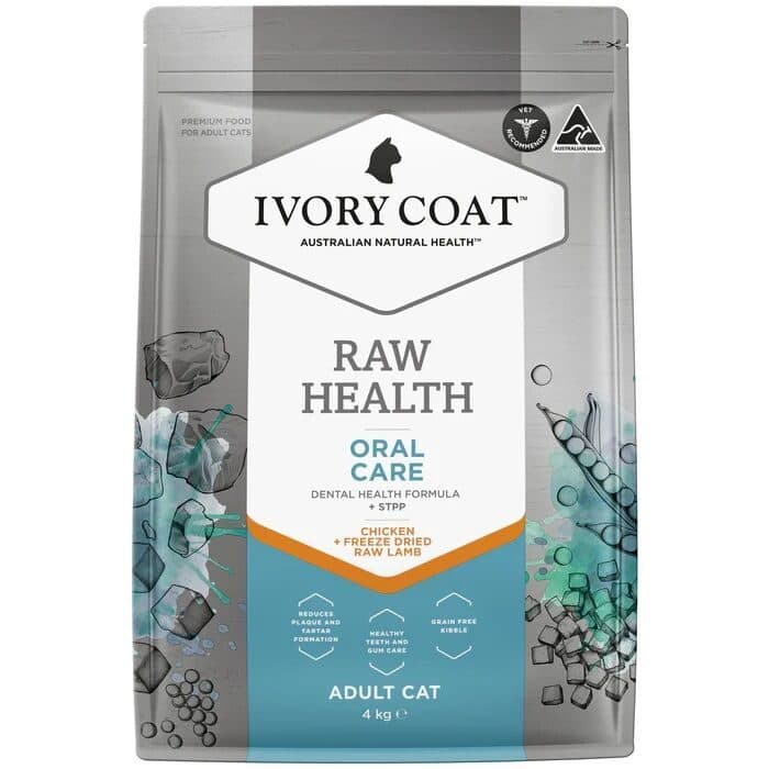 Ivory Coat Raw Health 口腔護理成貓乾糧 – 無穀物雞肉 + 凍乾生羊肺配方(2kg / 4kg)