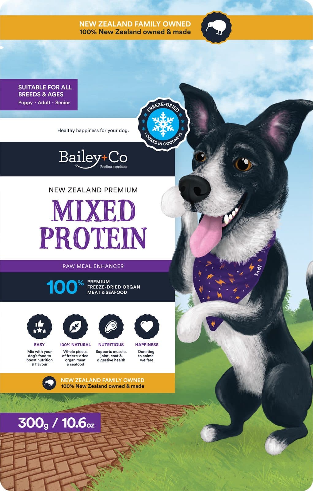 Bailey+Co 紐西蘭優質凍乾生肉餐伴侶 – 混合蛋白 300g(貓犬適用)