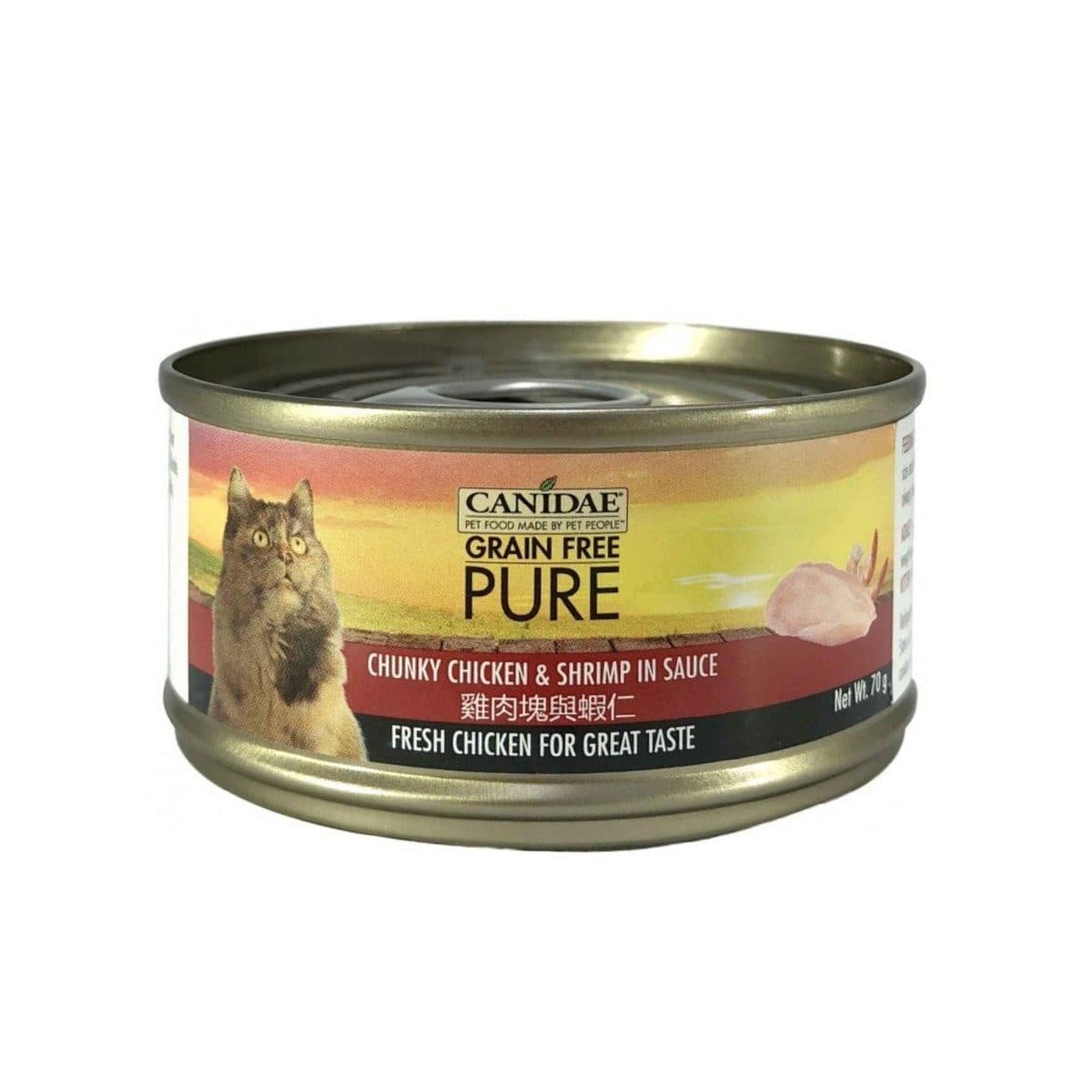 Canidae PURE 無穀物雞肉塊蝦仁貓罐頭 70g