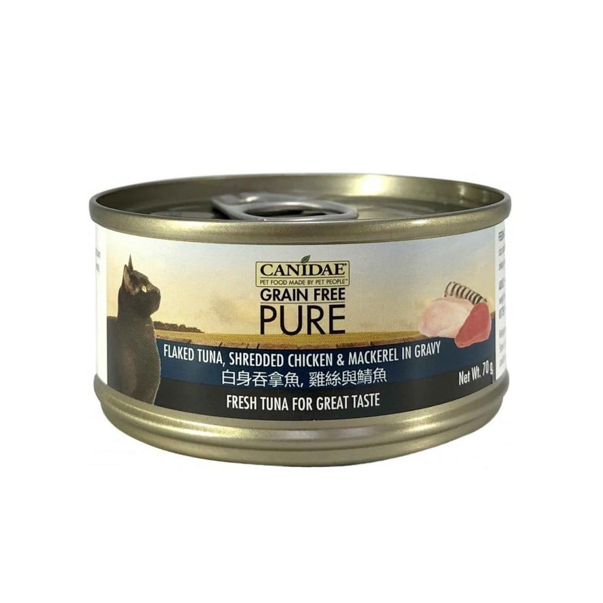 Canidae PURE 無穀物白身吞拿魚+雞絲及鯖魚貓罐頭 70g