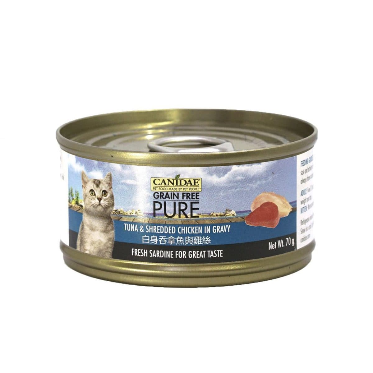 Canidae PURE 無穀物吞拿魚及雞絲貓罐頭 70g