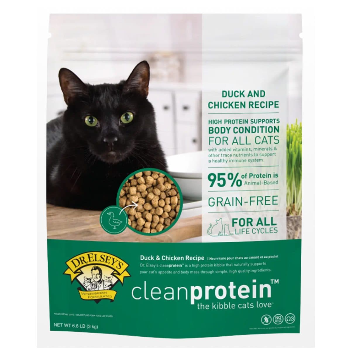 Dr. Elsey’s cleanprotein™ 無穀物鴨肉及雞肉配方全貓乾糧(2lb)