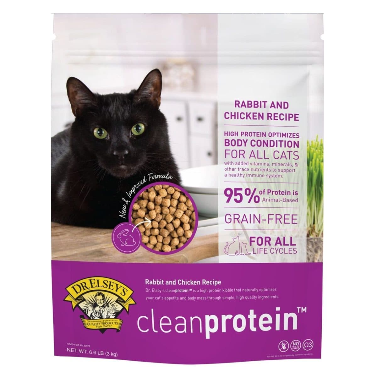 Dr. Elsey's cleanprotein™ 無穀物兔肉及雞肉配方全貓乾糧(2lb)