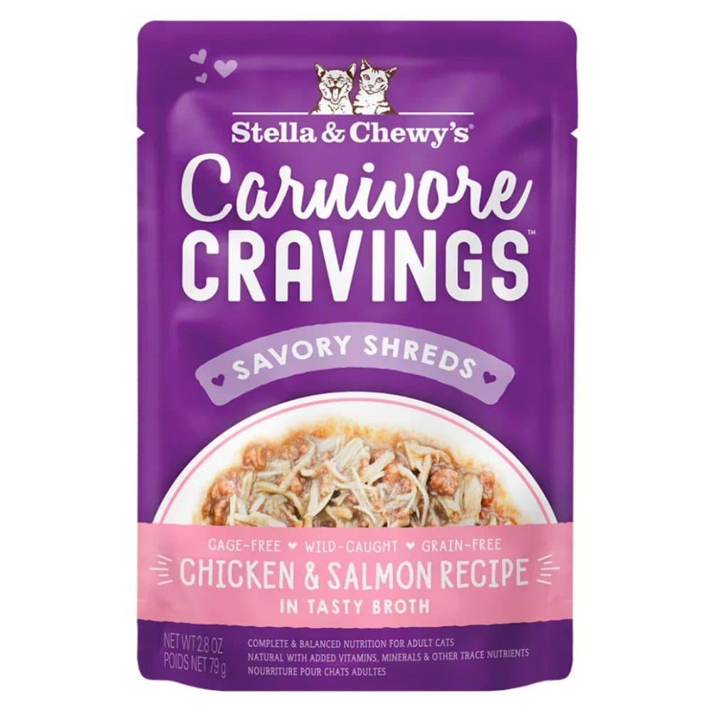 Stella & Chewy's Carnivore Cravings Savory Shreds 放養雞肉及三文魚肉絲配方 成貓主食濕糧包 2.8oz