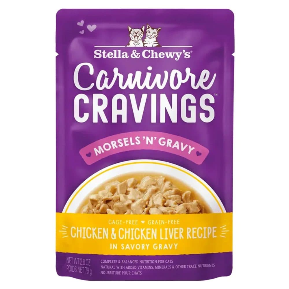 Stella & Chewy's Carnivore Cravings Morsels‘N’Gravy 放養雞肉及雞肝肉塊配方 成貓主食濕糧包 2.8oz